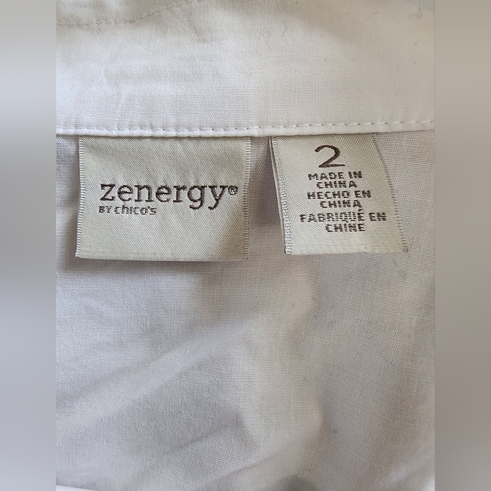 Chico’s Zenergy White Cotton Lace Zip Up Jacket SZ Large - Picture 4 of 7